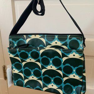 Orla Kiely Printed Coated Cotton Crossbody Fielder Cut Lola Ocean Print